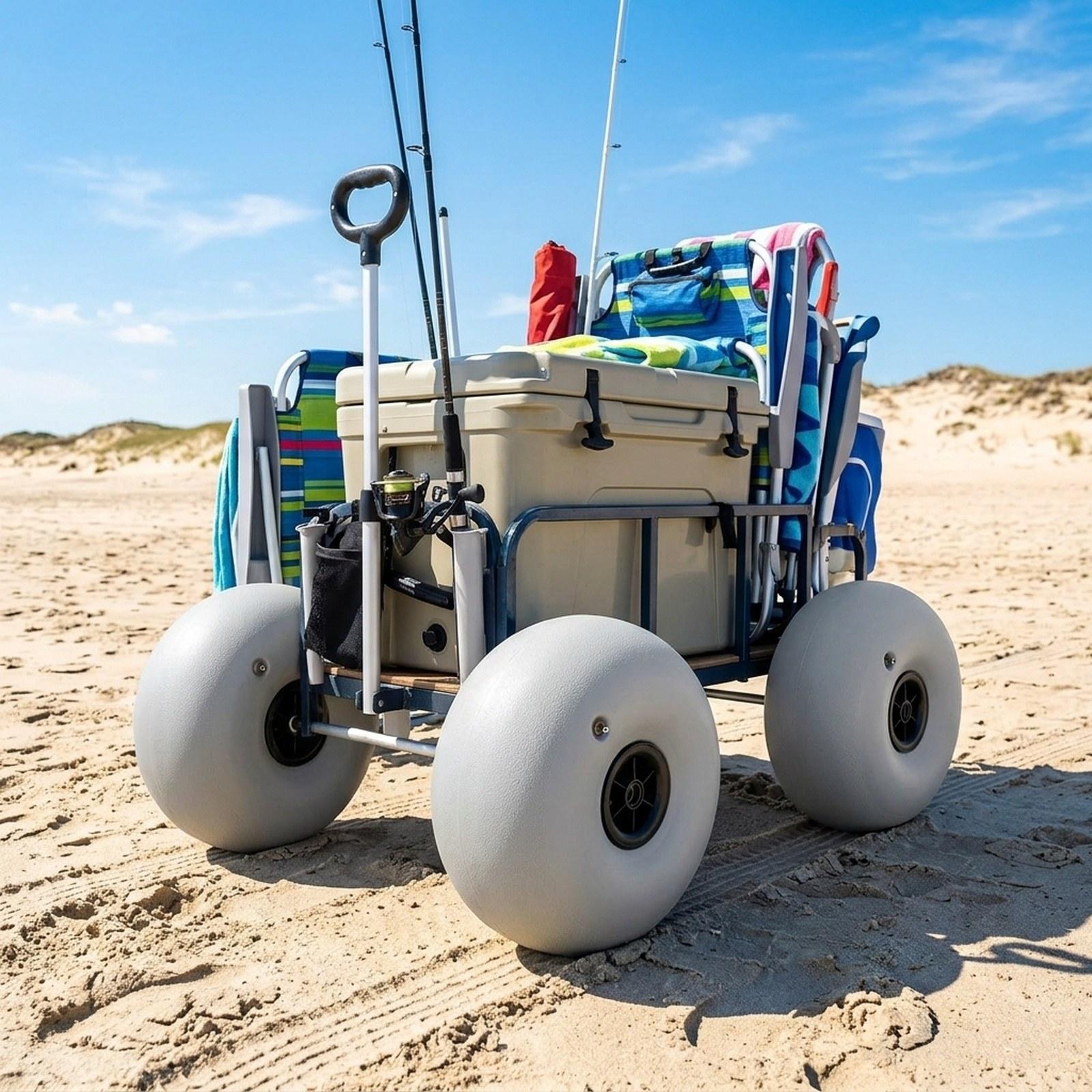 Beach Cart Sand Wheels 16 Inch - Sports Equipment Trolley 评论和价格