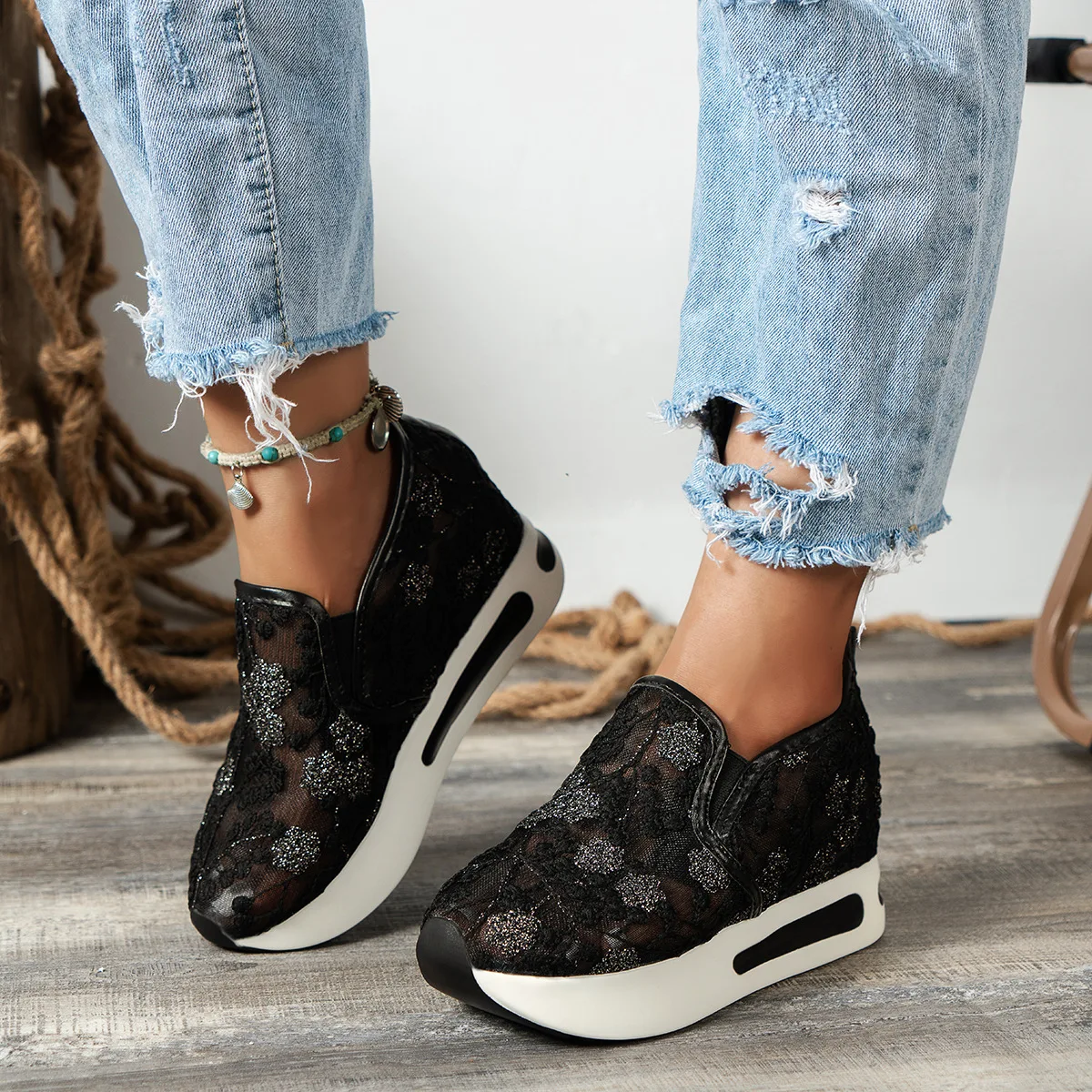 Lace Flats Platform Women Spor - Sports Equipment For Running 评论和价格